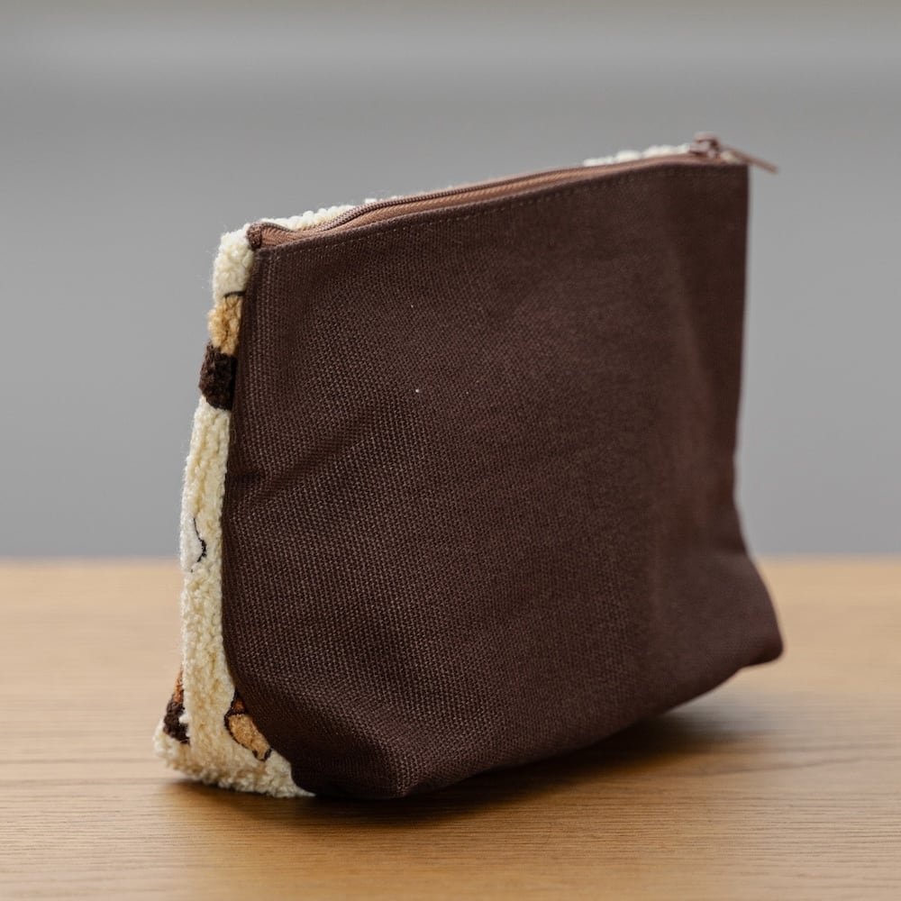 My Neighbor Totoro Fluffy Series Embroidery Pouch - Totoro & Acorn Ivory