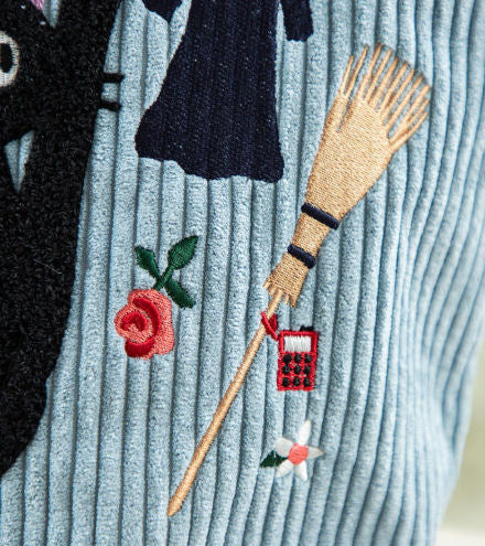 Kiki's Delivery Service Corduroy Velvet Embroidery Pouch | Clutch - Jiji and Kiki's Closet | Clutch - Studio Ghibli