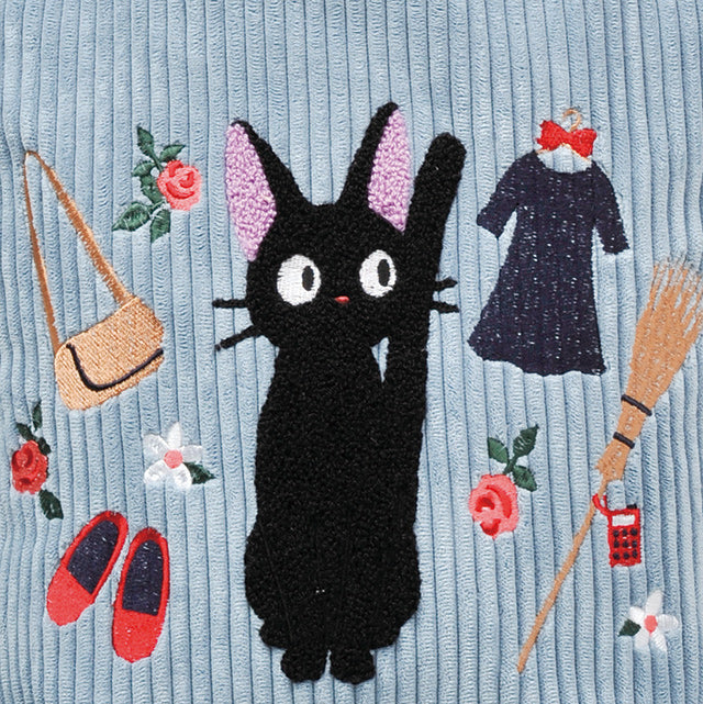 Kiki's Delivery Service Corduroy Velvet Embroidery Pouch | Clutch - Jiji and Kiki's Closet | Clutch - Studio Ghibli