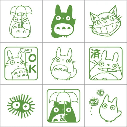 My Neighbor Totoro Mini Rubber Stamp Set  with 9 Designs - Green Set | Studio Ghibli