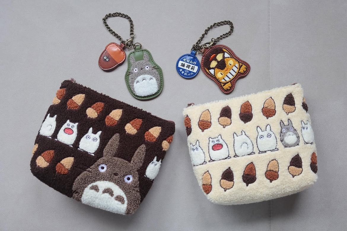 My Neighbor Totoro Fluffy Series Embroidered Bag Charm | Key Ring - Totoro & Acorn