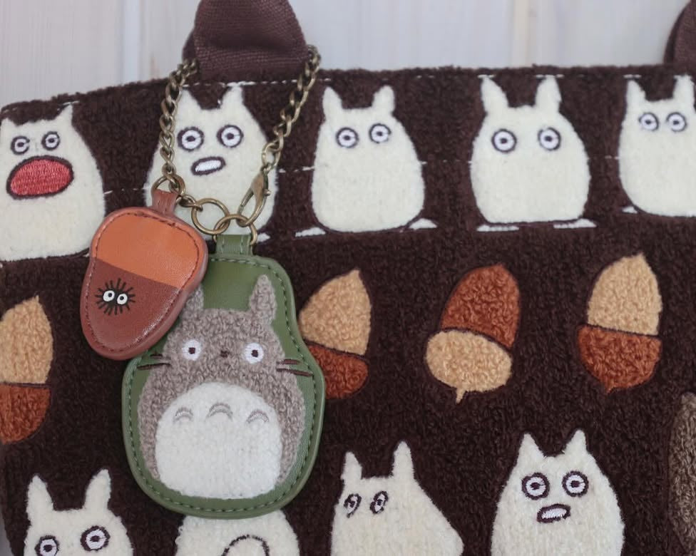 My Neighbor Totoro Fluffy Series Embroidered Bag Charm | Key Ring - Totoro & Acorn
