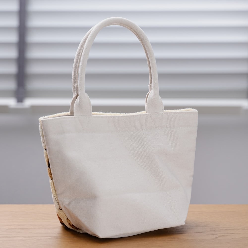 My Neighbor Totoro Fluffy Series Embroidery Tote Bag - Totoro & Acorn Ivory