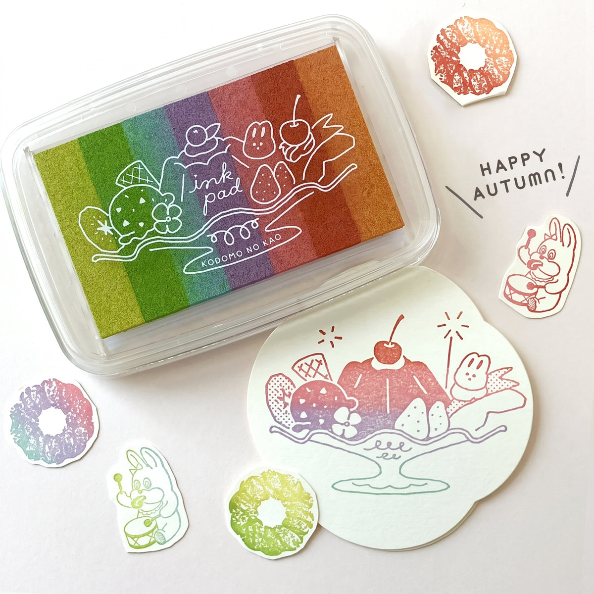 🌈 Kodomo no Kao Pastel Rainbow Ink Palette  7-in-1 Colour Gradient Ink Pad | Stamp pad 🌈