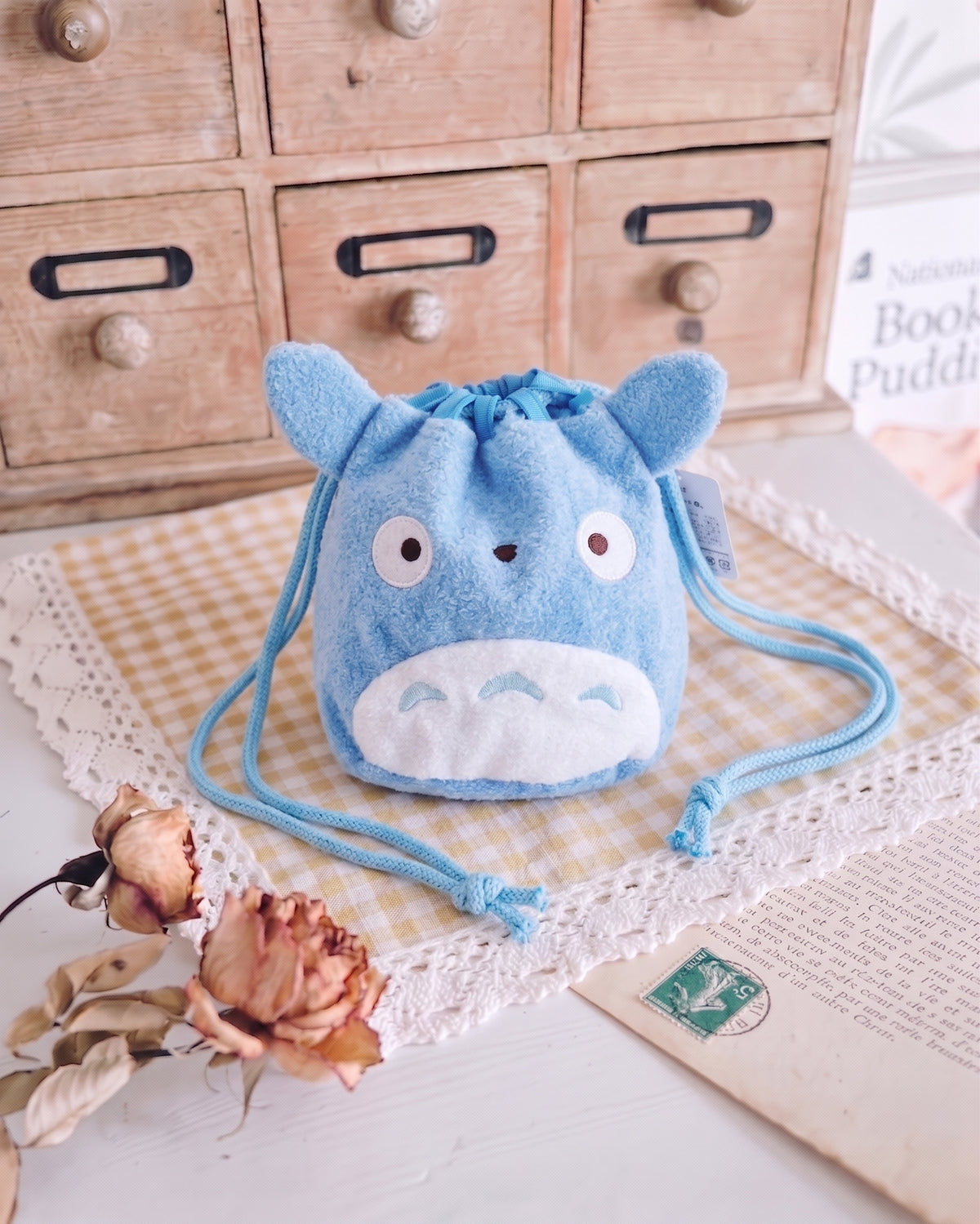 My Neighbor Totoro Blue Totoro Head-Shaped Drawstring Pouch | Studio Ghibli