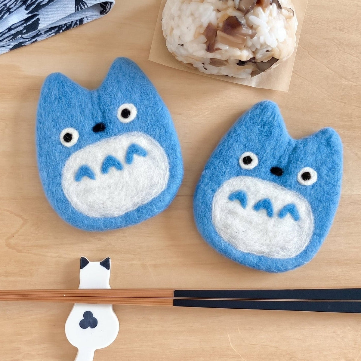 My Neighbor Totoro Handmade Felted Wool Coaster - Blue Totoro | Studio Ghibli