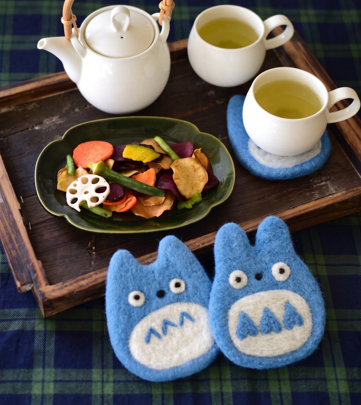 My Neighbor Totoro Handmade Felted Wool Coaster - Blue Totoro | Studio Ghibli