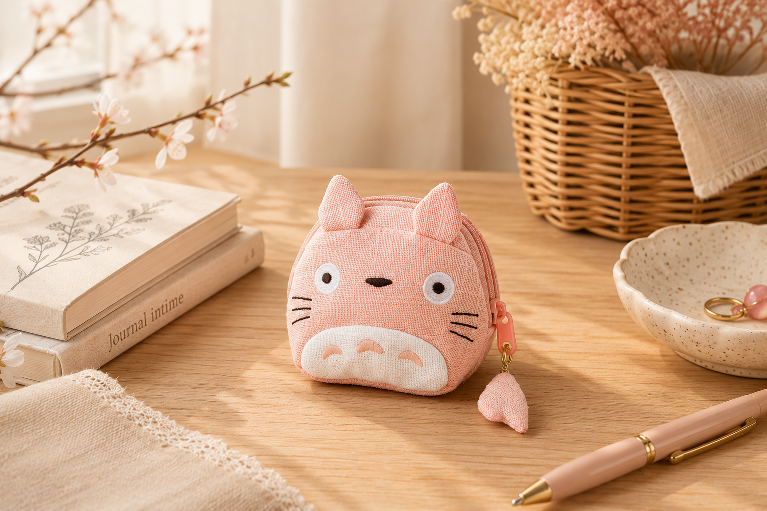 My Neighbor Totoro Sakura Pink Zip Pouch | Studio Ghibli