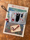 Kiki's Delivery Service Corduroy Velvet Embroidery Pouch | Clutch - Jiji and Kiki's Closet | Clutch - Studio Ghibli