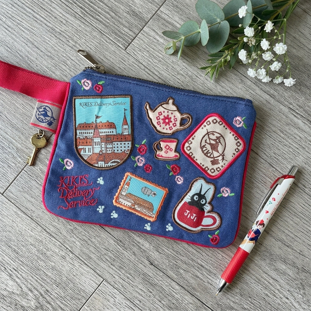 Kiki's Delivery Patchwork Canvas Pouch | Clutch - Studio Ghibli