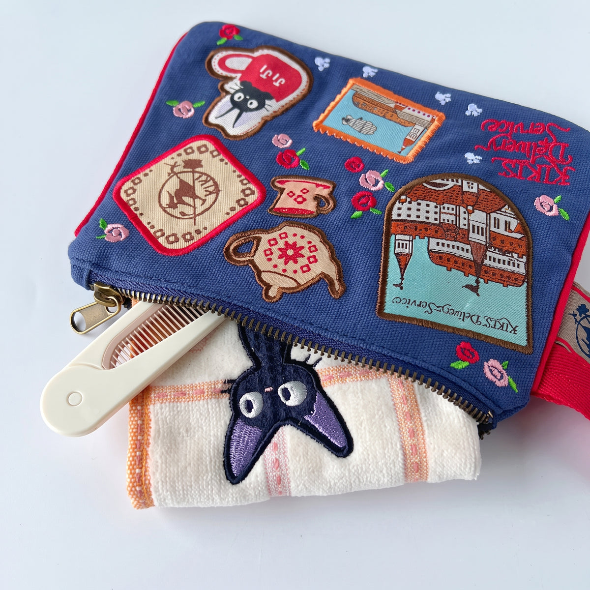 Kiki's Delivery Patchwork Canvas Pouch | Clutch - Studio Ghibli