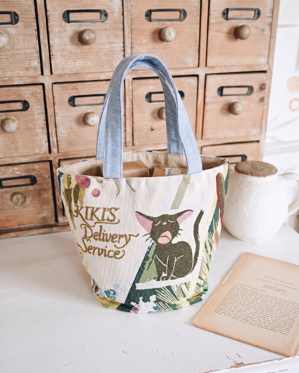 Kiki's Delivery Service Gobelin tapestry Tote Bag - Jiji Yawning ｜Studio Ghibli