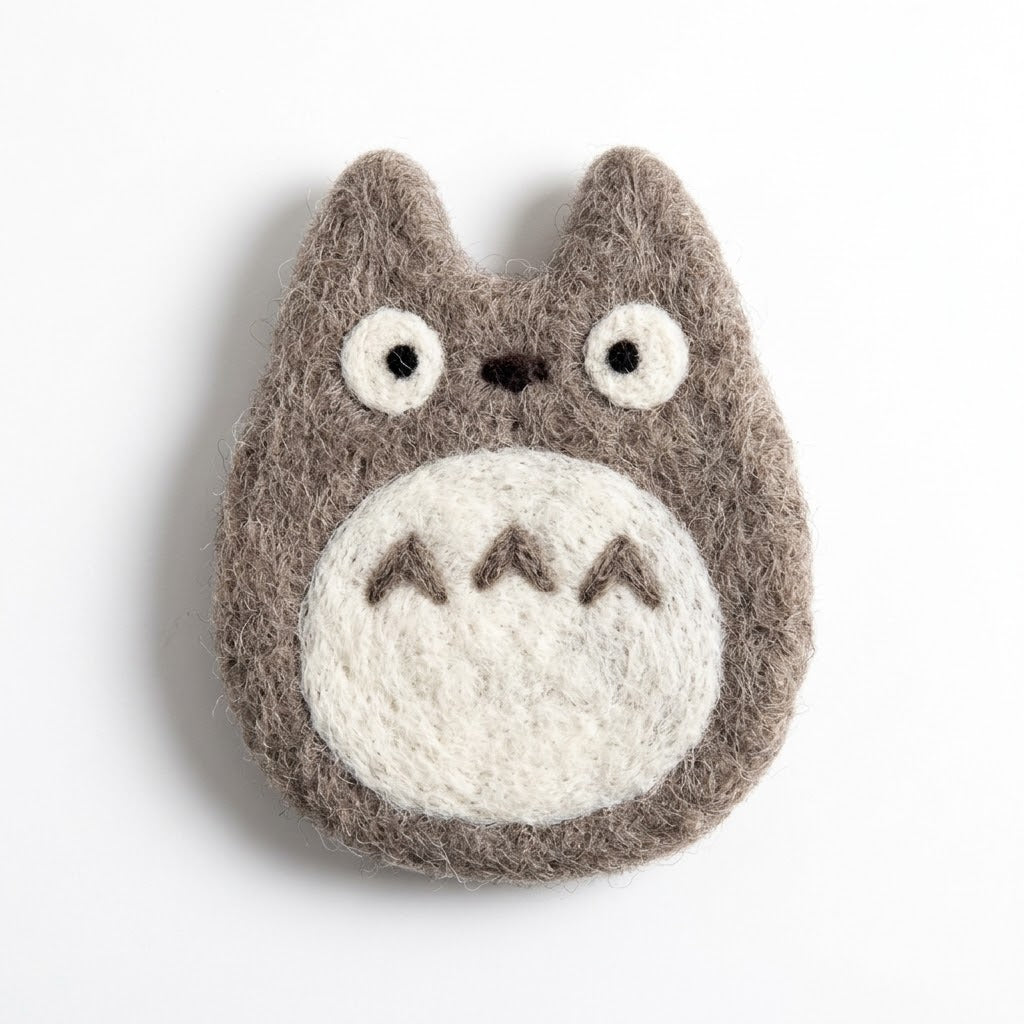 My Neighbor Totoro Handmade Felted Wool Coaster - Grey Totoro | Studio Ghibli