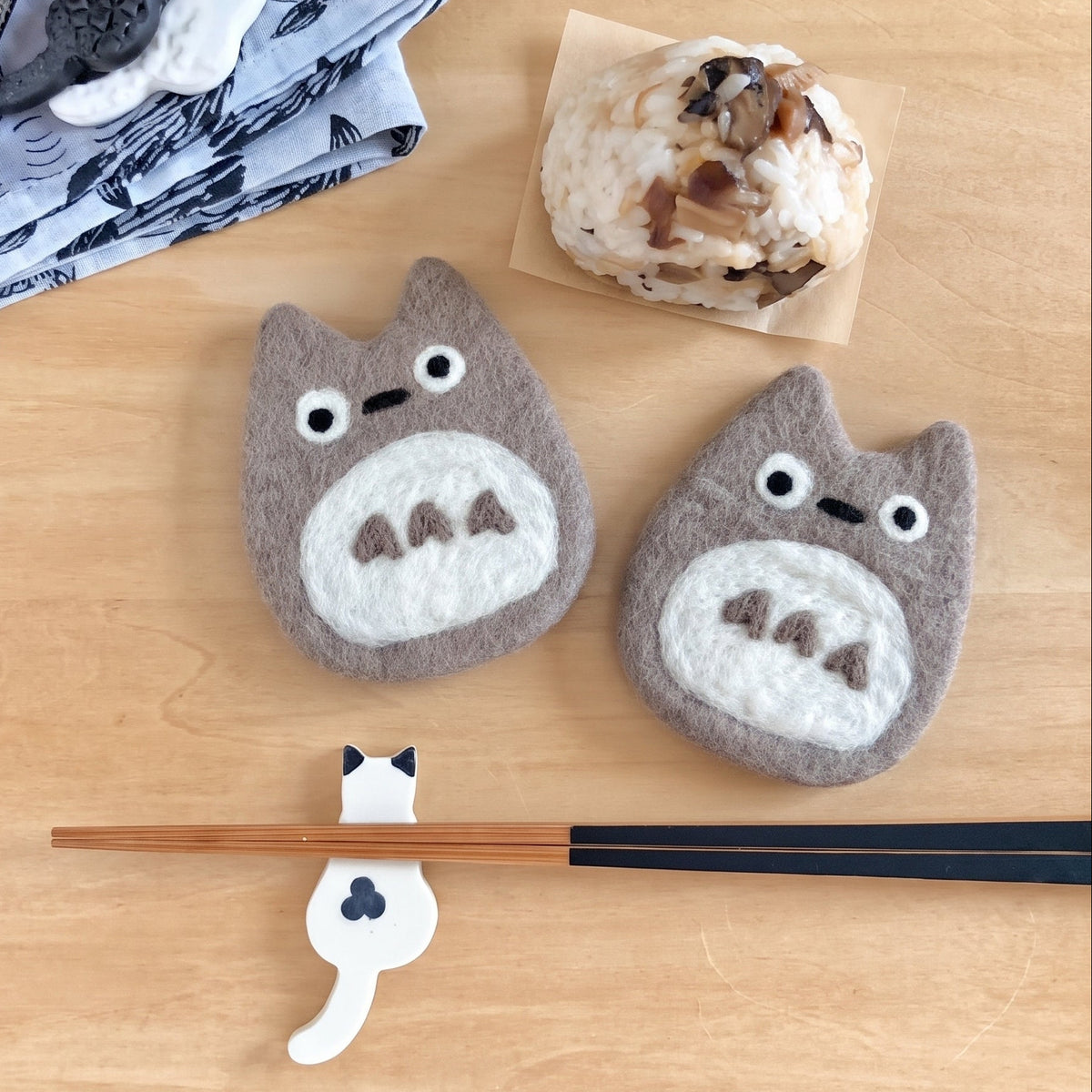 My Neighbor Totoro Handmade Felted Wool Coaster - Grey Totoro | Studio Ghibli