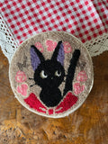 Kiki's Delivery Service Jiji Rose Wreath Round Pouch | Studio Ghibli