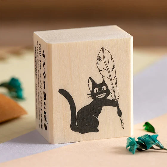 Kiki's Delivery Service Wooden stamp - Jiji with Feather Pen - Beverly Japan | Studio Ghibli