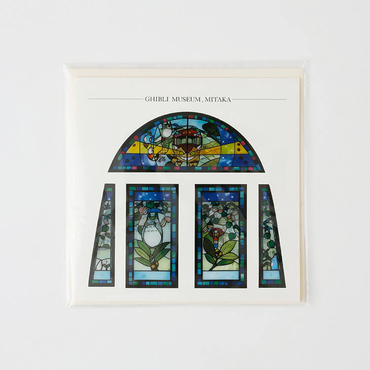 Ghibli Museum Exclusive Stained Glass Display Greeting Card – Totoro & Friends Waiting for the Catbus