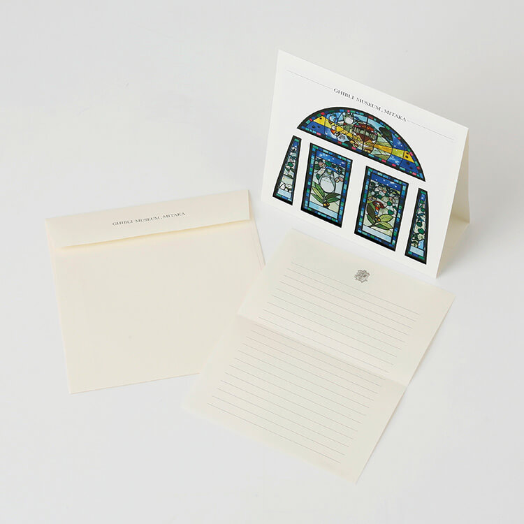 Ghibli Museum Exclusive Stained Glass Display Greeting Card – Totoro & Friends Waiting for the Catbus