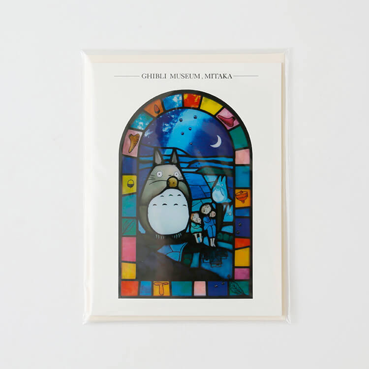 Ghibli Museum Exclusive Stained Glass Display Greeting Card – Totoro & Friends Playing the Ocarina