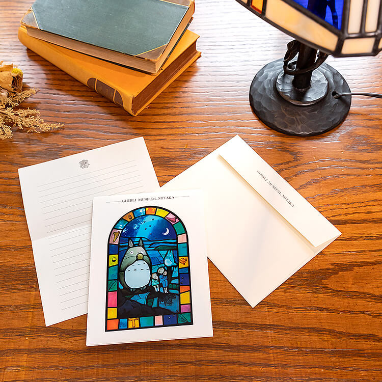 Ghibli Museum Exclusive Stained Glass Display Greeting Card – Totoro & Friends Playing the Ocarina