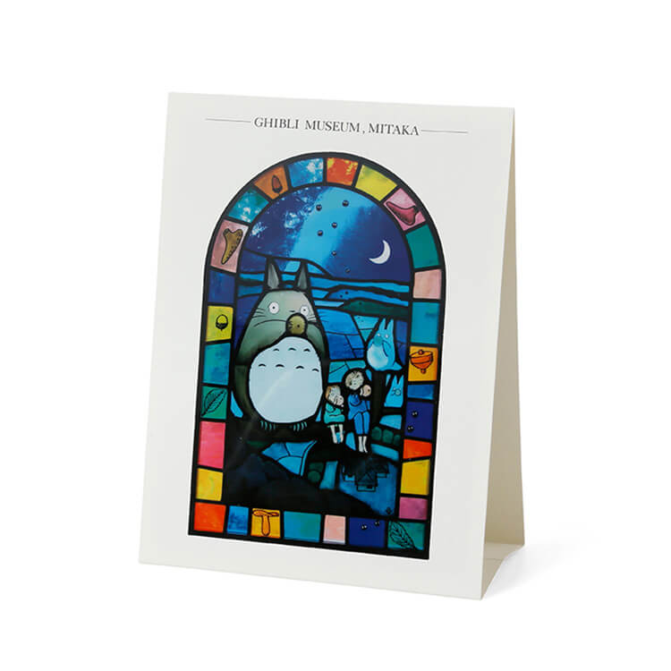 Ghibli Museum Exclusive Stained Glass Display Greeting Card – Totoro & Friends Playing the Ocarina