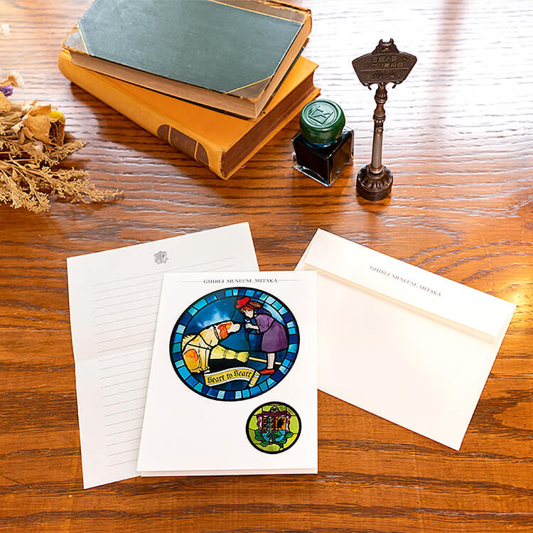 Ghibli Museum Exclusive Stained Glass Display Greeting Card – Kiki's Delivery Service | Kiki & Jeff