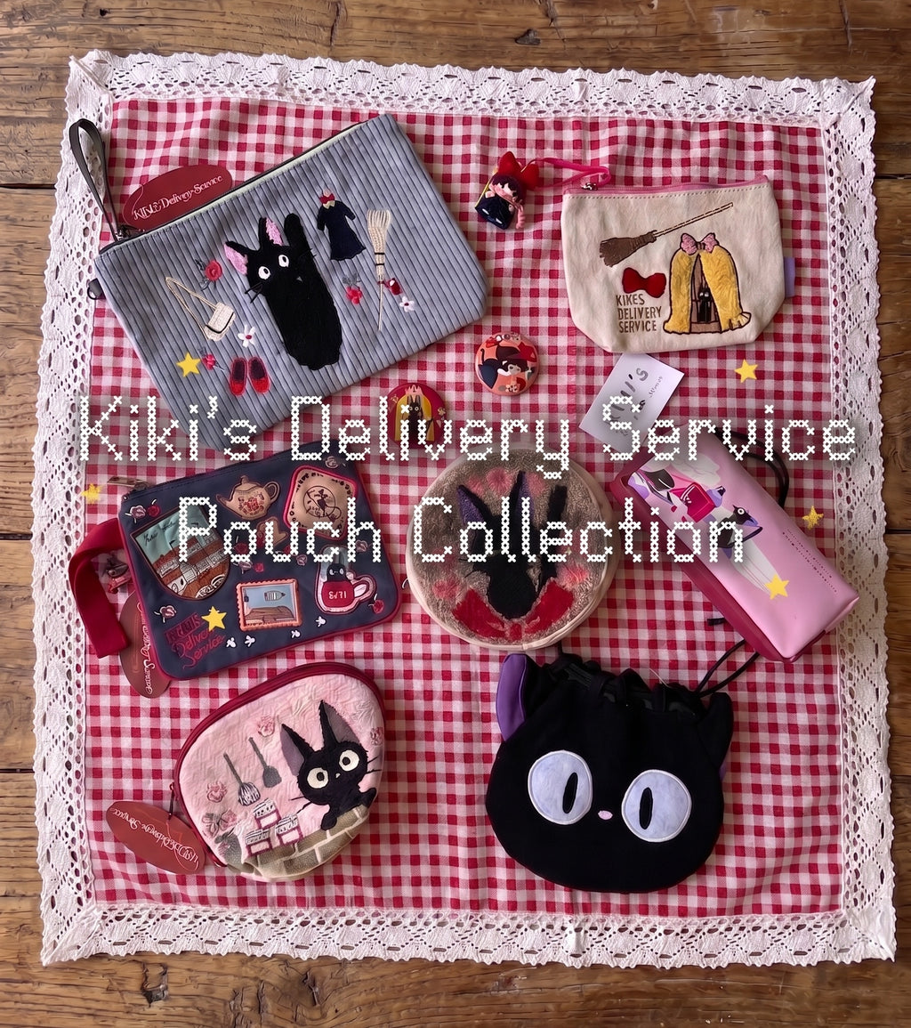 Kiki's Delivery Service Jiji Rose Wreath Round Pouch | Studio Ghibli