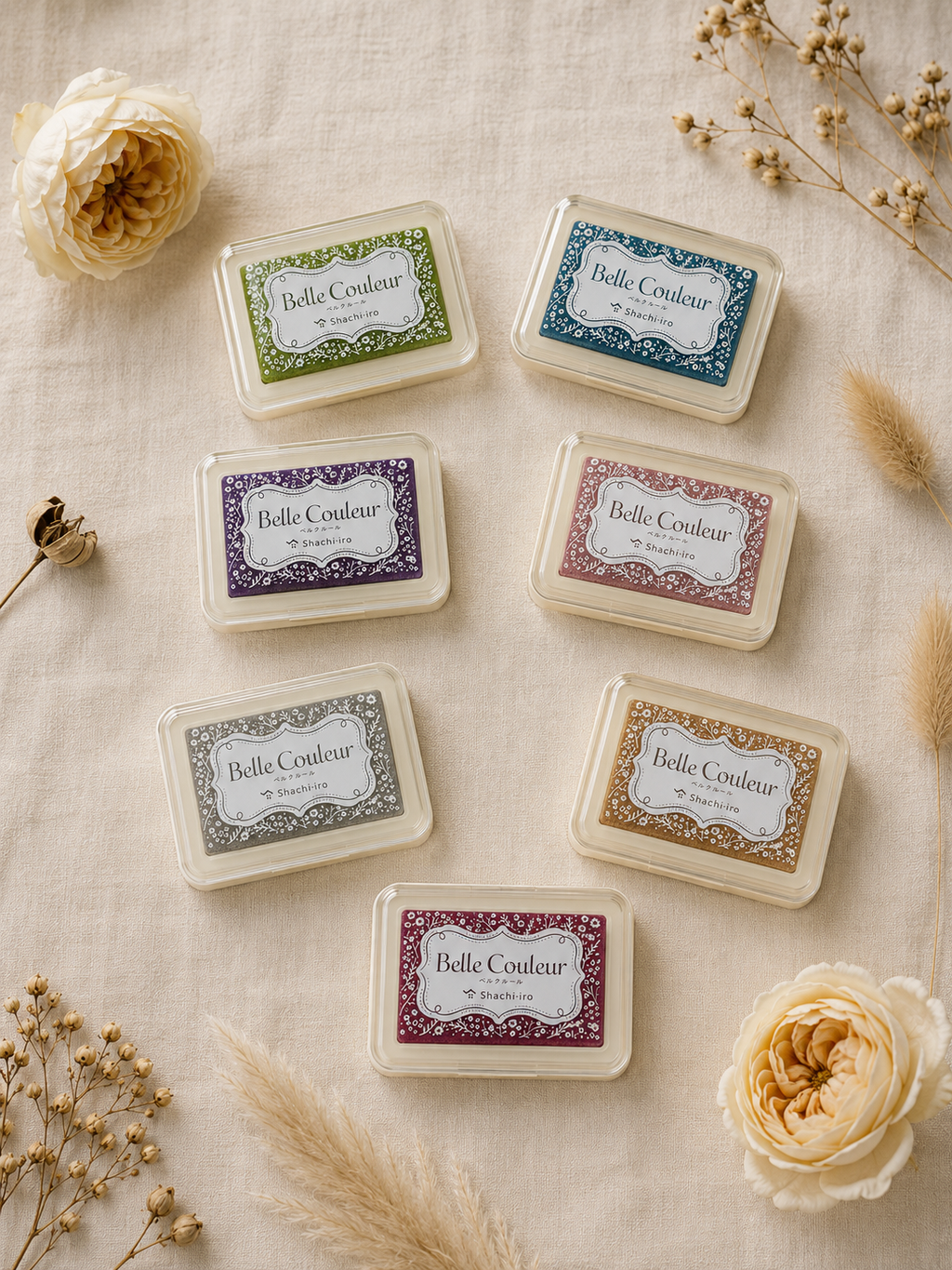 Shachihata Belle Couleur Pigment Ink Pad | Stamp Pad- 8 Assorted Colours