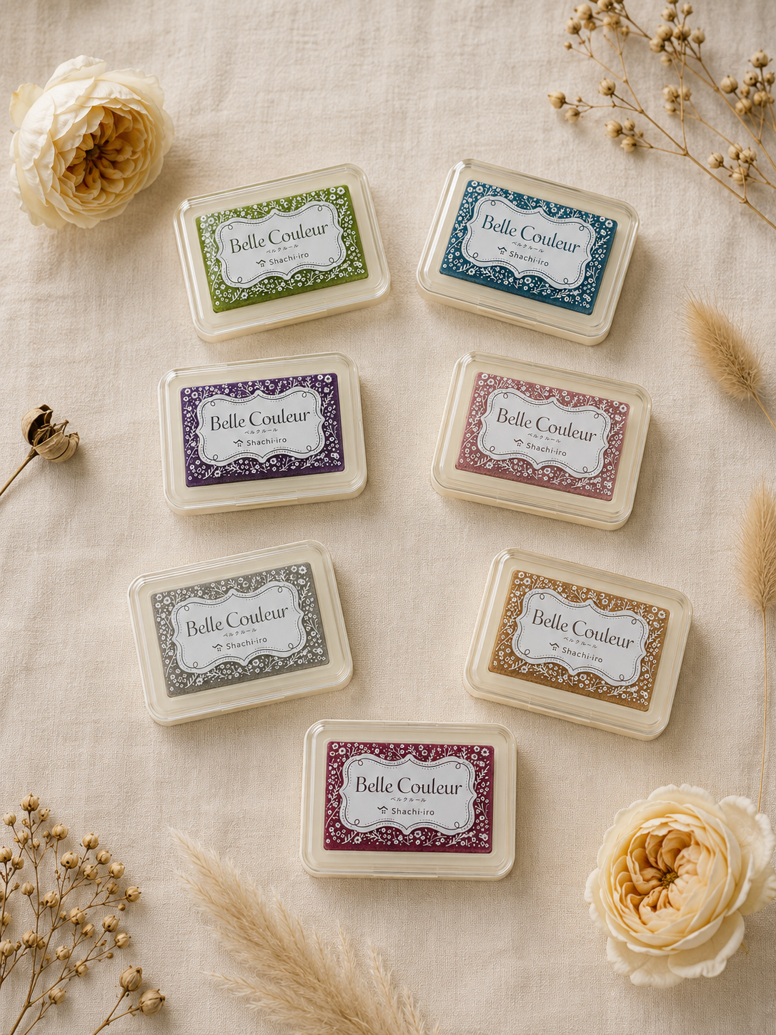 Shachihata Belle Couleur Pigment Ink Pad | Stamp Pad- 8 Assorted Colours
