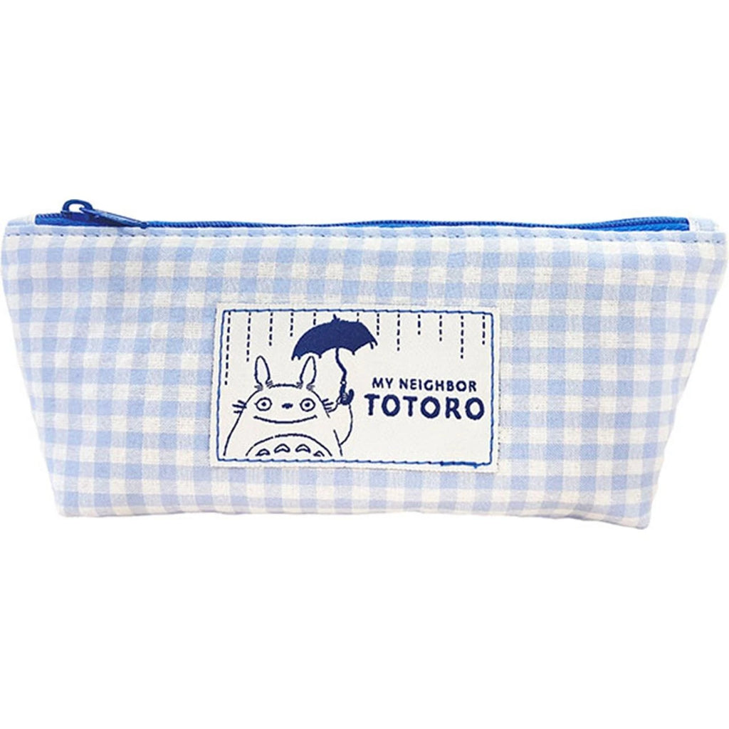 My Neighbor Totoro Baby Blue Gingham Check Pencil Case| Pen Pouch - Studio Ghibli