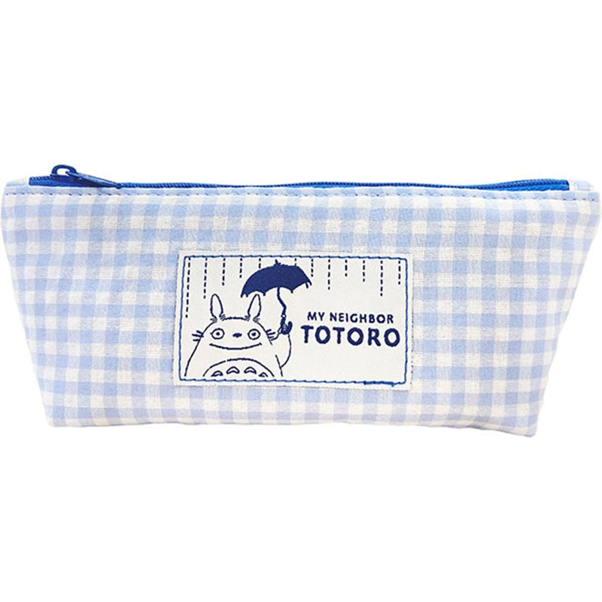 My Neighbor Totoro Baby Blue Gingham Check Pencil Case| Pen Pouch - Studio Ghibli