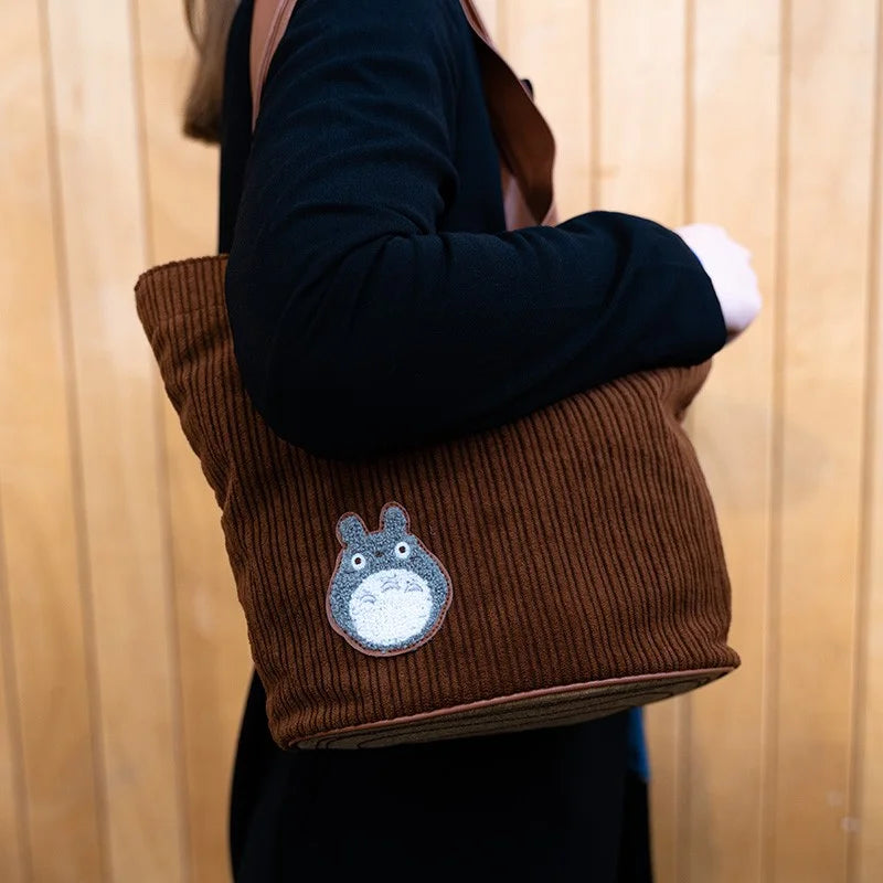My Neighbor Totoro Treelog-Style Corduroy Handbag