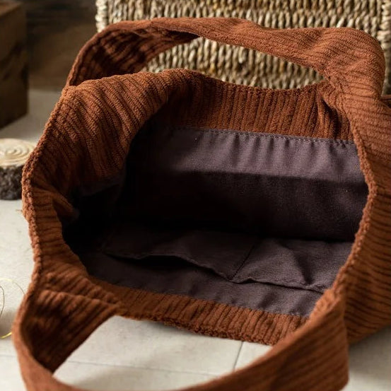 My Neighbor Totoro Treelog-Style Corduroy Handbag