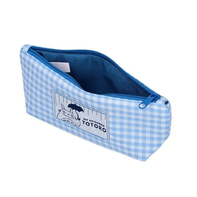 My Neighbor Totoro Baby Blue Gingham Check Pencil Case| Pen Pouch - Studio Ghibli