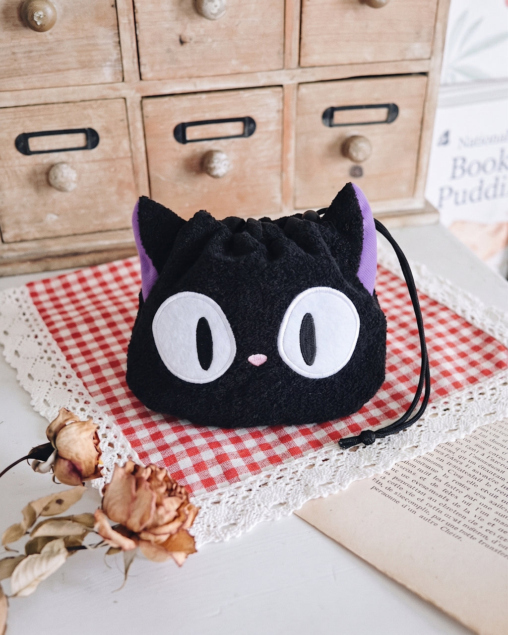 Kiki's Delivery Service Jiji Head-Shaped Drawstring Pouch | Studio Ghibli