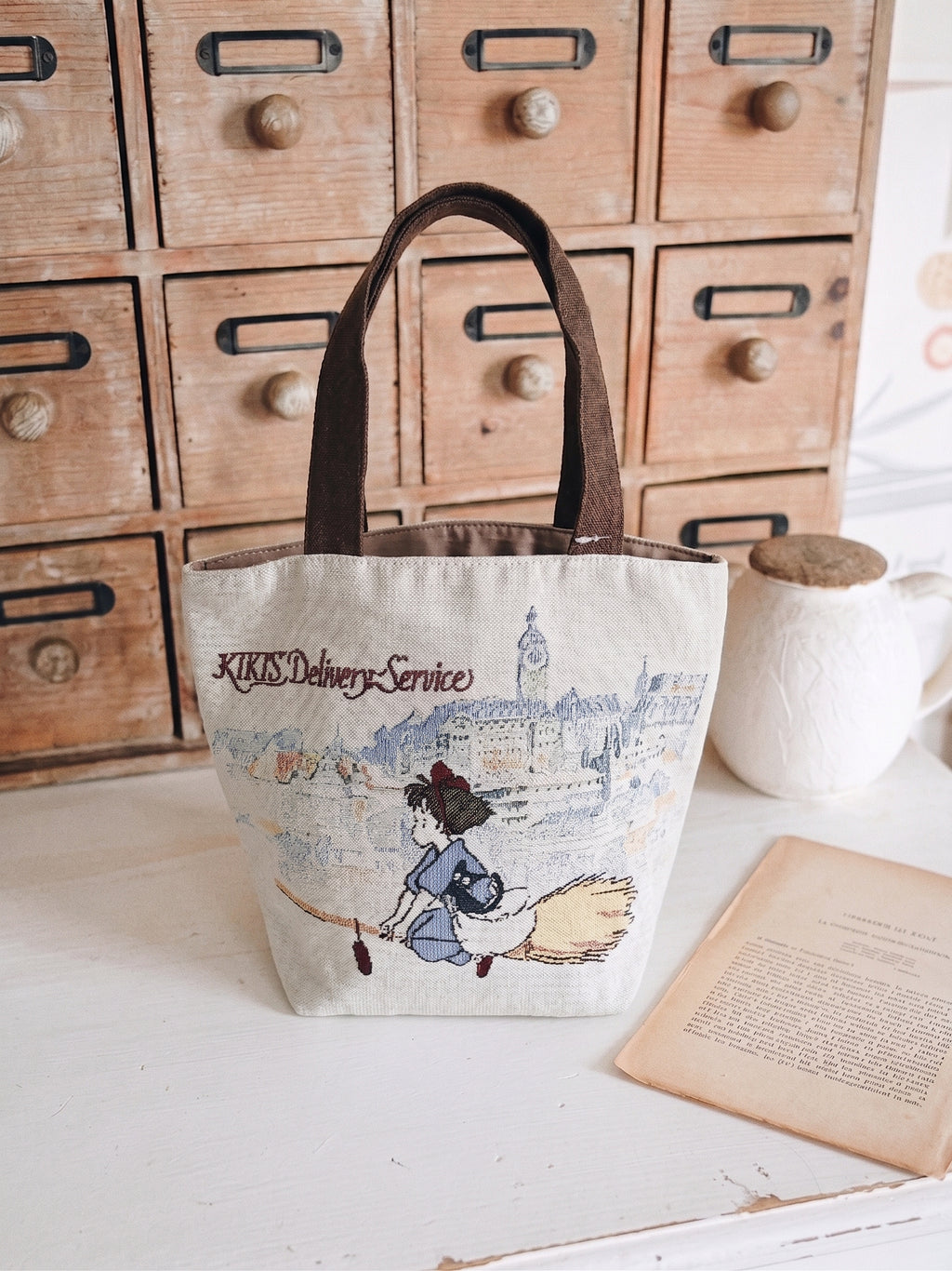 Kiki's Delivery Service Gobelin tapestry Tote Bag - Kiki Flying on the Broom｜Studio Ghibli