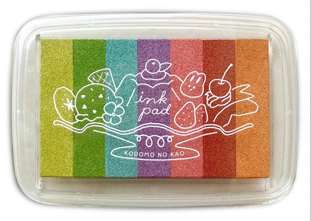 🌈 Kodomo no Kao Pastel Rainbow Ink Palette  7-in-1 Colour Gradient Ink Pad | Stamp pad 🌈