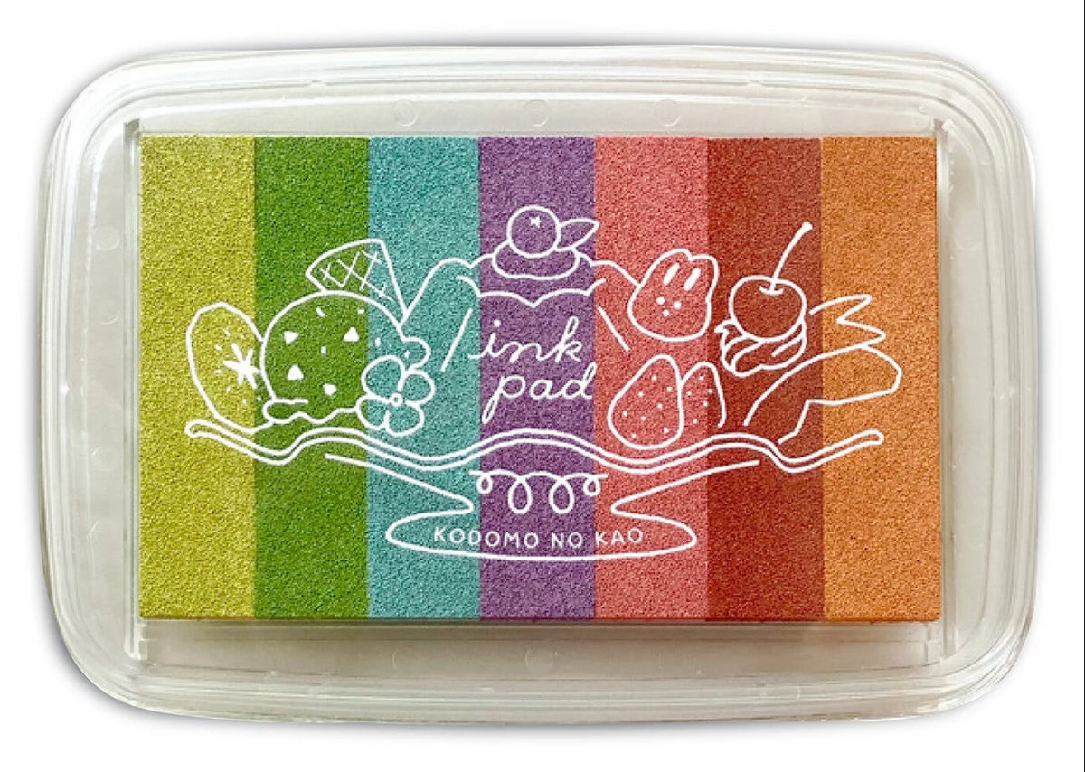 🌈 Kodomo no Kao Pastel Rainbow Ink Palette  7-in-1 Colour Gradient Ink Pad | Stamp pad 🌈