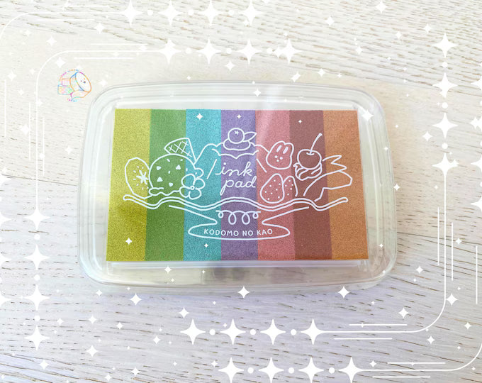 🌈 Kodomo no Kao Pastel Rainbow Ink Palette  7-in-1 Colour Gradient Ink Pad | Stamp pad 🌈