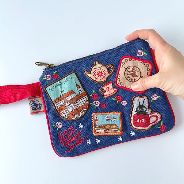 Kiki's Delivery Patchwork Canvas Pouch | Clutch - Studio Ghibli