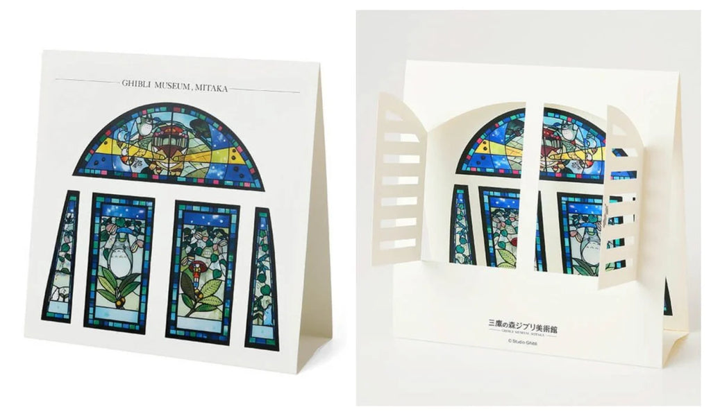 Ghibli Museum Exclusive Stained Glass Display Greeting Card – Totoro & Friends Waiting for the Catbus