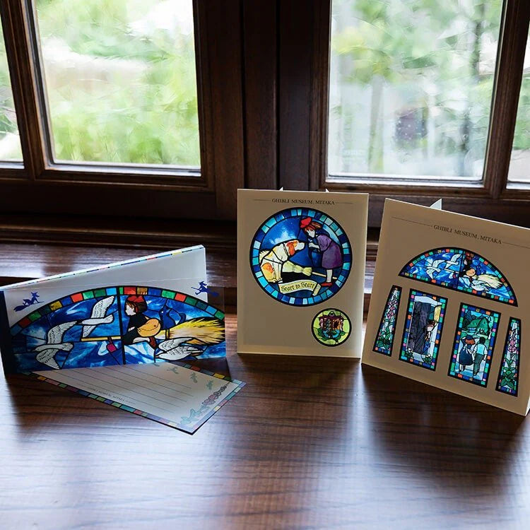 Ghibli Museum Exclusive Stained Glass Display Greeting Card – Totoro & Friends Waiting for the Catbus