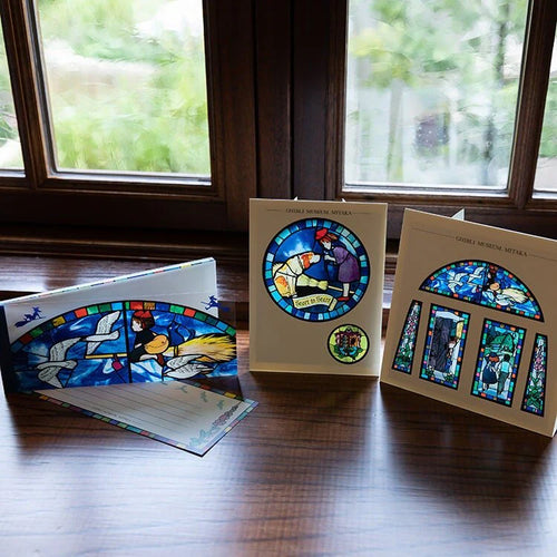 Ghibli Museum Exclusive Stained Glass Display Greeting Card – Kiki's Delivery Service | Kiki & Jeff