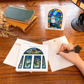 Ghibli Museum Exclusive Stained Glass Display Greeting Card – Totoro & Friends Waiting for the Catbus
