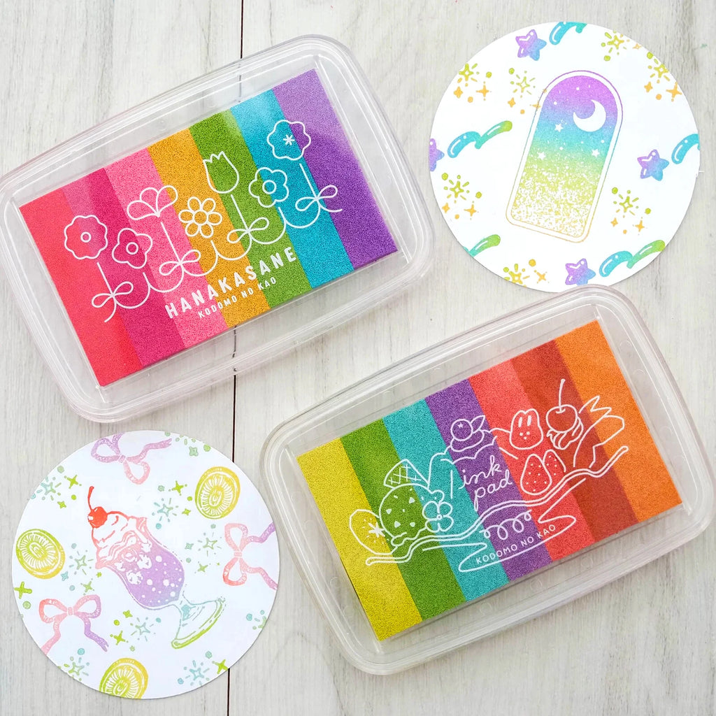 🌈 Kodomo no Kao Pastel Rainbow Ink Palette  7-in-1 Colour Gradient Ink Pad | Stamp pad 🌈