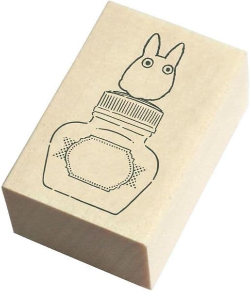My Neighbor Totoro Wooden Rubber Stamp - Small Totoro & Ink Bottle | Beverly Japan | Studio Ghibli