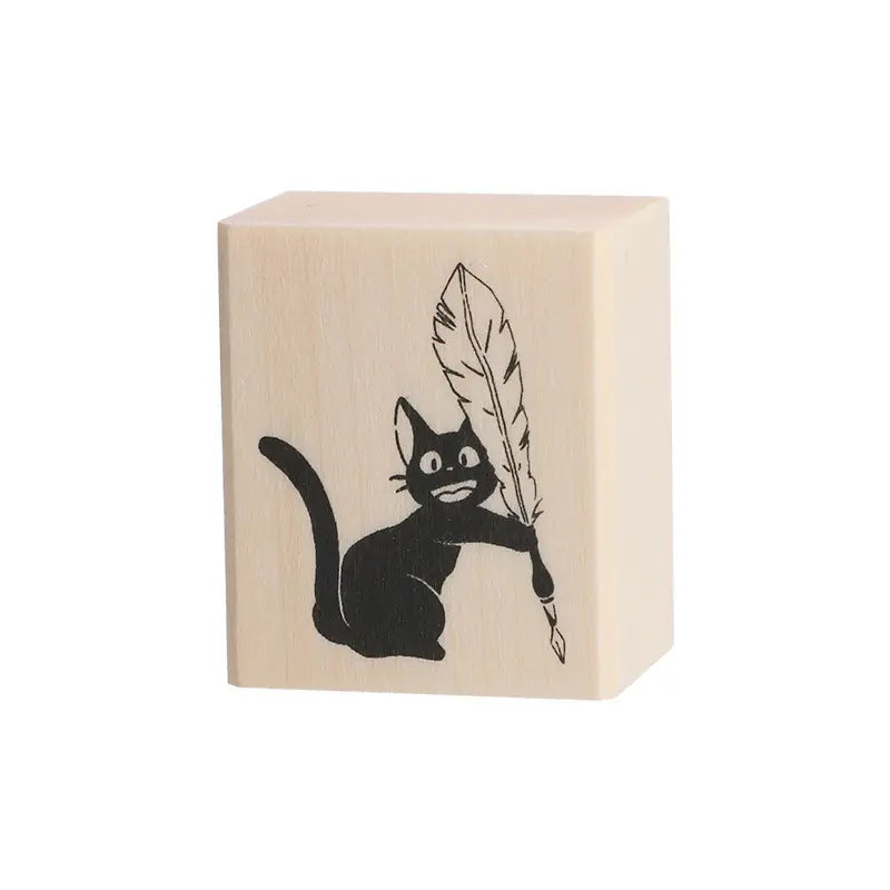 Kiki's Delivery Service Wooden stamp - Jiji with Feather Pen - Beverly Japan | Studio Ghibli