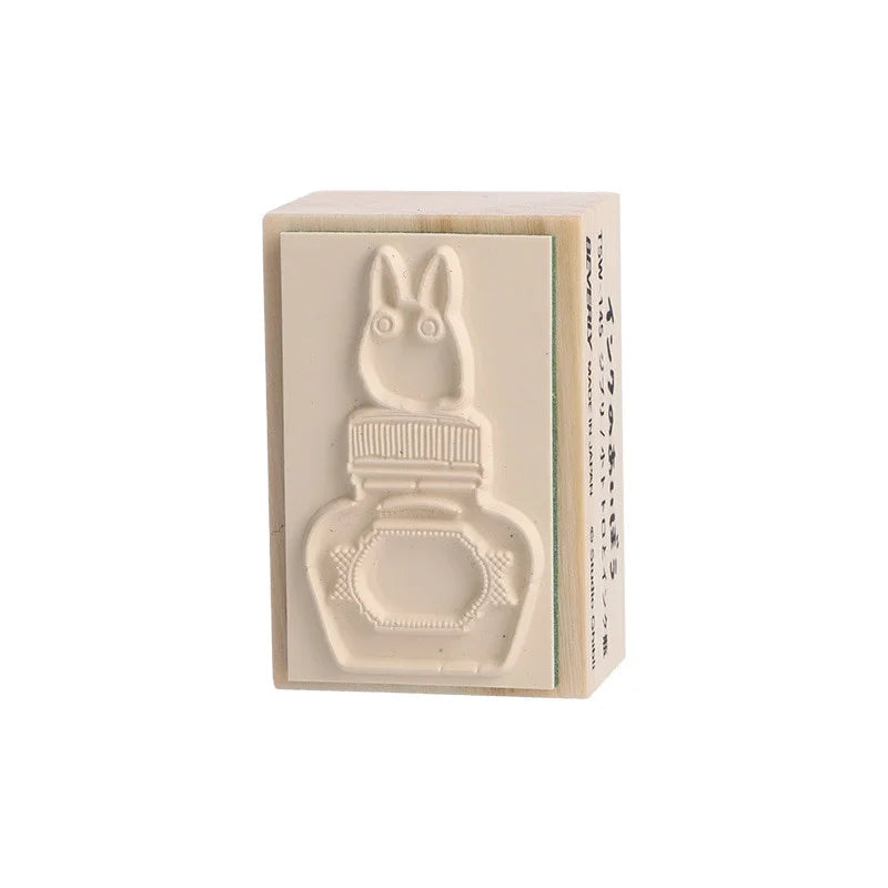 My Neighbor Totoro Wooden Rubber Stamp - Small Totoro & Ink Bottle | Beverly Japan | Studio Ghibli