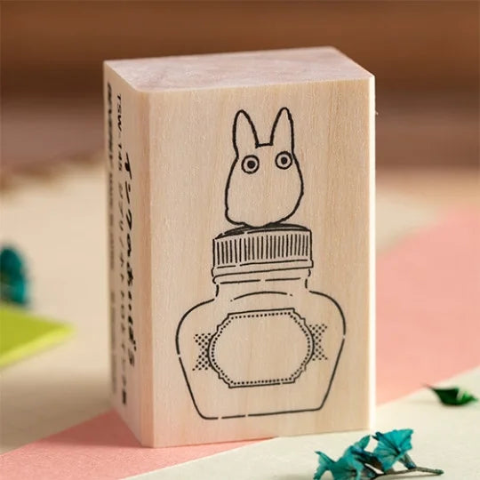 My Neighbor Totoro Wooden Rubber Stamp - Small Totoro & Ink Bottle | Beverly Japan | Studio Ghibli