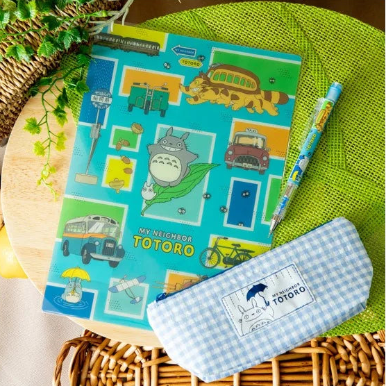 My Neighbor Totoro Baby Blue Gingham Check Pencil Case| Pen Pouch - Studio Ghibli